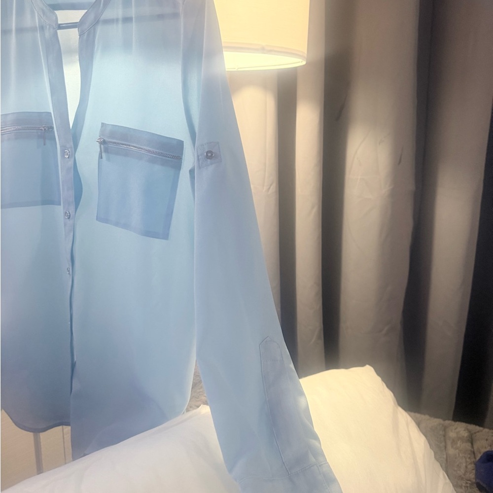 Calvin Klein Light Blue Sheer Blouse